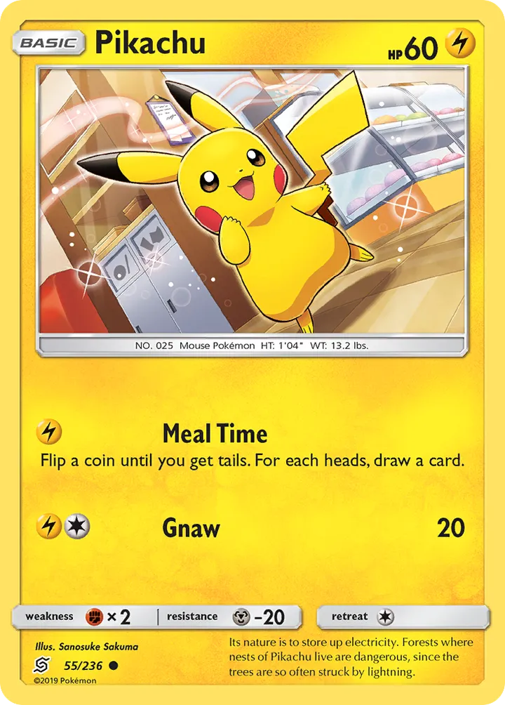 Sun & Moon—Unified Minds 영어판 Pikachu 55 카드 앞면